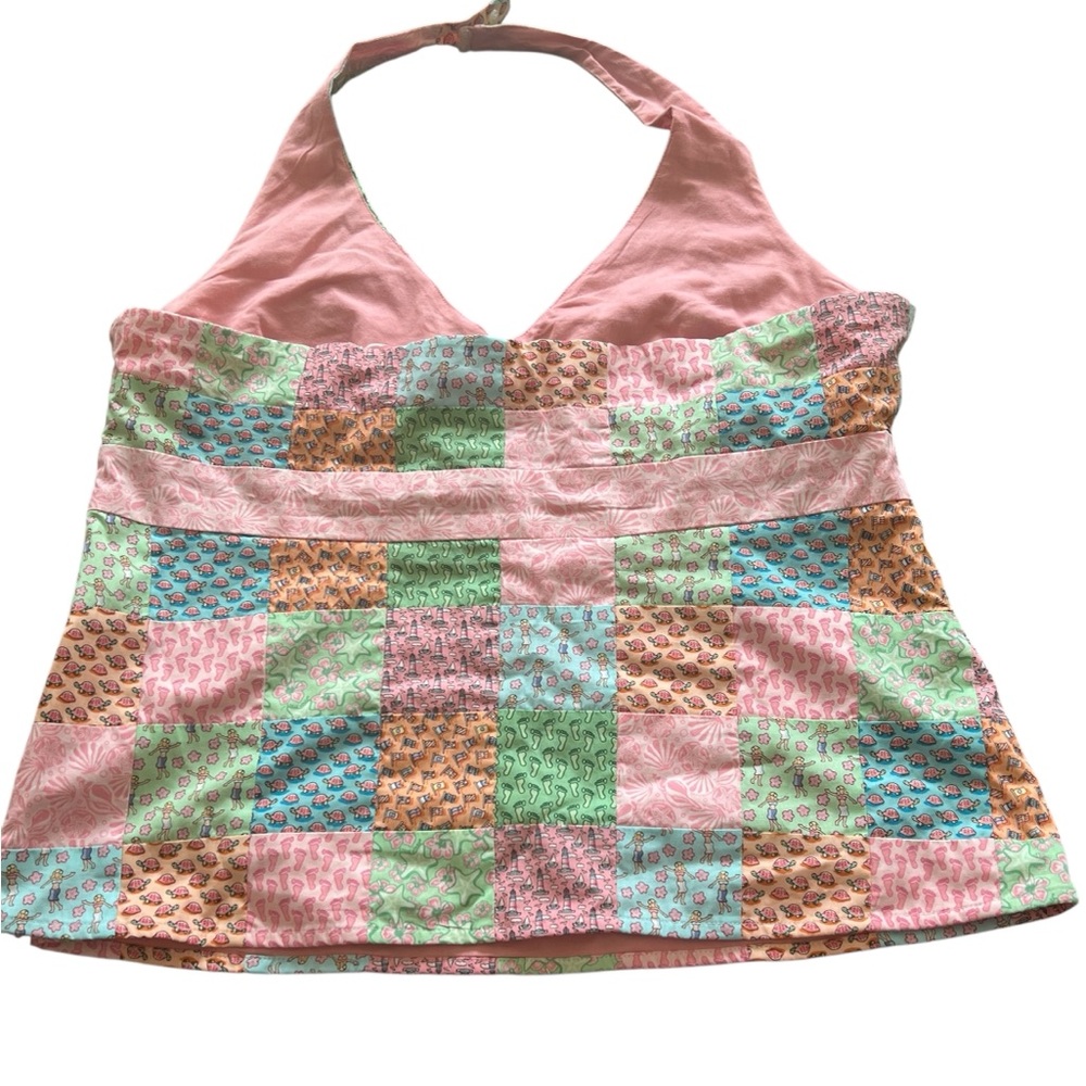 Vineyard Vines Colorful Patchwork Halter Top Size… - image 2